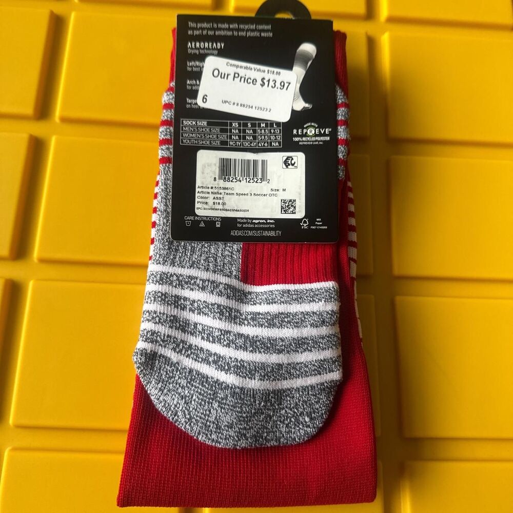 Adidas red and white soccer socks size medium - Picture 2 of 3